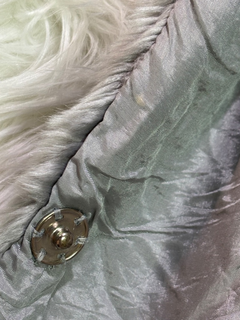 Like New [Michael Kors] Silver Gray Grey Faux Fur Hooded Sweater Jacket | Medium - Picture 11 of 15